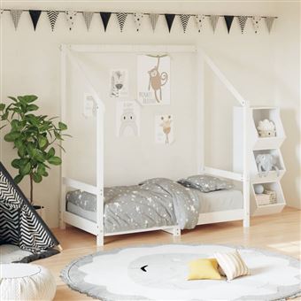 Estrutura de cama infantil vidaXL | 70x140 cm pinho maciço branco - 1