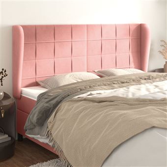 Cabeceira de Cama com Abas vidaXL | Veludo | 203x23x118/128 cm | rosa - 1