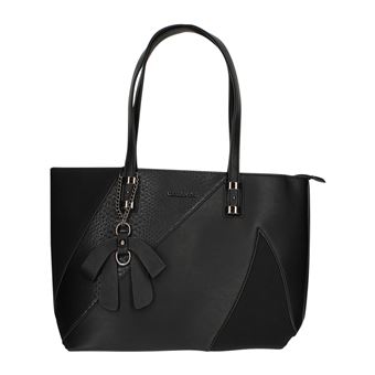 Bolsa Tote Gallantry com estampa de cobra e camurça | Preto - 1