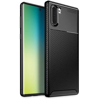Capa de Silicone Slim Anti-Choque YIOU de Fibra de Carbono para Samsung Galaxy Note10+ - Preto - 1
