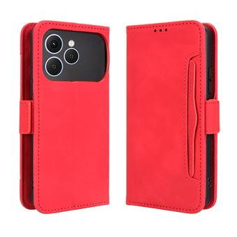 Capa FOXDOCK Protetora para Tecno Spark 40 4G | Suporte e Flip de couro PU | À Prova de Choque | Vermelho - 1