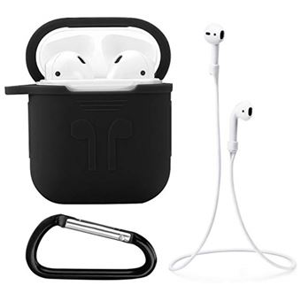 Capa Magunivers silicone com chaveiro e anti-perda preto para Apple AirPods - 1