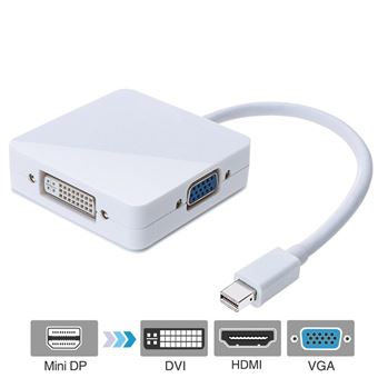 Adaptador Multi4you Mini DisplayPort para HDMI - VGA - DVI 3 em 1 - 1