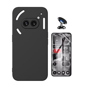 Kit Película Protectora de Hydrogel Frente + Capa Proteção Silicone + Suporte Magnético Gift4Me para Nothing Phone 2A Plus | Preto - 1