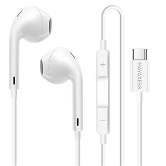 Auriculares com Fio USB-C Mayaxess | Compatível com Google Pixel 10 com Microfone Integrado | Branco - 1