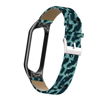 Bracelete de Couro HSMY com Quadro de Metal para Xiaomi Mi Band 5 - Verde&Preto - 1
