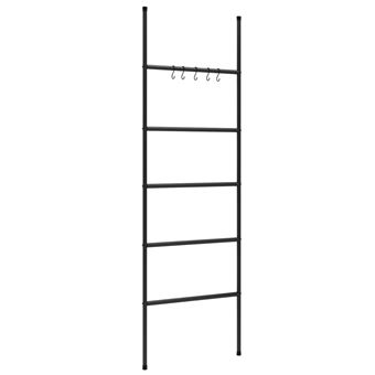 Toalheiro escada com 5 degraus vidaXL | 58x175 cm | ferro preto - 1
