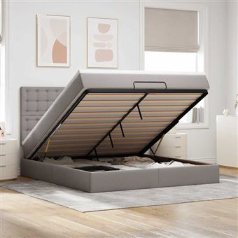 Estrutura de cama otomana vidaXL com tecido Taupe 180x200cm - 1