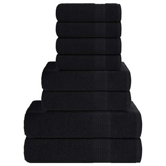 Conjunto Toalhas vidaXL FROGN | 8 Peças | 360 g/m² | preto - 1