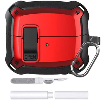 Kit limpeza e Capa estojo robusta Antiimpacto para Samsung Galaxy Buds 3 pro | Vermelho - 1