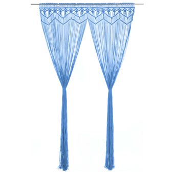 Cortina vidaXL macramé 140x240 cm algodão azul - 1