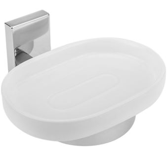 Porta Saboneteira Cromada PrimeMatik Spool com Placa de Cerâmica - Branco - 1