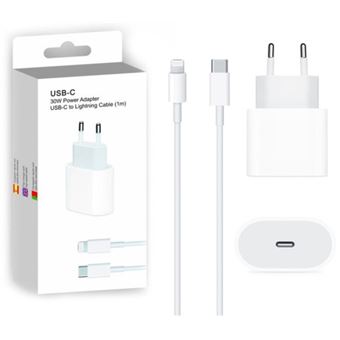 Carregador com Entrada Type-C + Cabo Type-C para Lightning Skyhe QC-2464 | Carregamento Rápido | 30W - Branco - 1