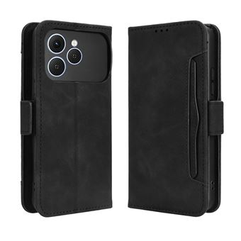 Capa FOXDOCK Protetora para Tecno Spark 40 4G | Suporte e Flip de couro PU | À Prova de Choque | Preto - 1