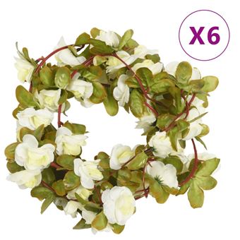 Grinaldas de flores vidaXL | 6 Peças | 250 cm | branco - 1