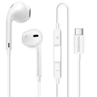 Auriculares com Fio USB-C Mayaxess | Compatível com Google Pixel 10 Pro Fold com Microfone Embutido | Branco - 1