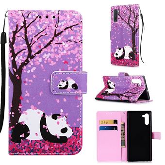 Capa Magunivers PU + TPU Impressão Padrão com Apoio Flor e Panda para Samsung Galaxy Note 10/Note 10 5G