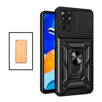 Kit Phonecare Vidro Temperado CeramicGlass Full Cover + Capa Magnetic Military Defender Slide Window Anti-Impacto para Xiaomi Redmi Note 11 Pro - Preto - 1