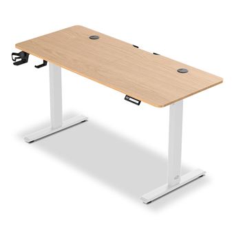 Secretária Elevatória Eléctrica Offy Ryva | Altura Ajustável | Memória de Posições | Suporte para Auscultadores e Copo | Passa-cabos | Castanho/Branco - 1