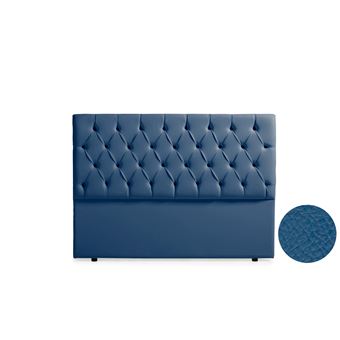 Cabeceira Estofada Moonia Capri Pele Sintética | 115 X 120 X 12 cm | Azul Escuro - 1