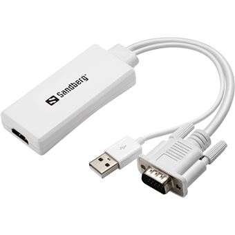 Adaptador de Cabo de Vídeo Sandberg VGA+Audio to HDMI Converter | Branco - 1