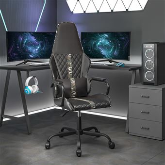 Cadeira de gaming vidaXL | couro artificial preto e camuflado - 1