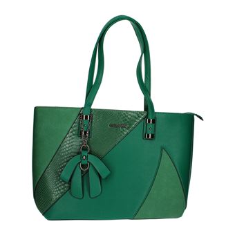 Bolsa Tote Gallantry com estampa de cobra e camurça | Verde - 1