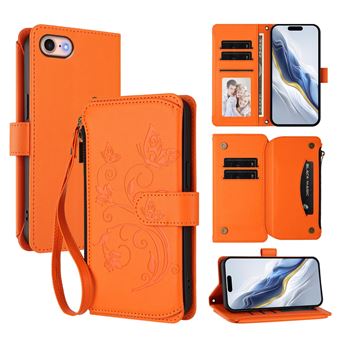 Capa tipo Carteira FOXDOCK para iPhone SE 2020/SE 2022 | Porta-cartões | Alça de Mão | Laranja - 1