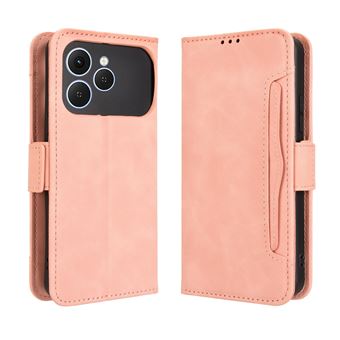 Capa FOXDOCK Protetora para Tecno Spark 40 4G | Suporte e Flip de couro PU | À Prova de Choque | Rosa - 1