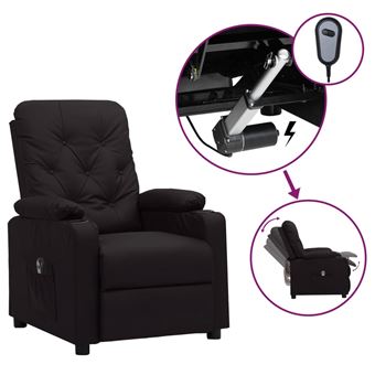 Poltrona Reclinável Elétrica vidaXL | Couro Artificial Preto - 1