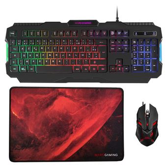 Teclado Gaming com Fios + Rato Mars Gaming MCP118FR | Idioma: Francês | Preto - 1