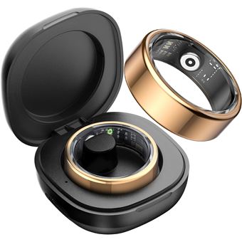 Anel Inteligente Tracker Arzopa® com Estojo de Carregamento | Calorias | Oxigênio | Frequência Cardíaca e Qualidade do Sono | Tamanho 10 - 19.8mm | Dourado - 1