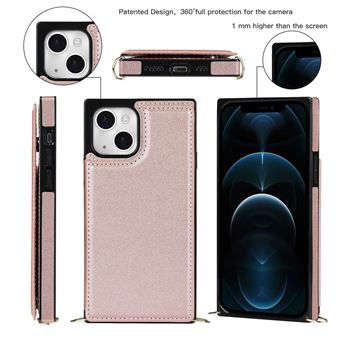 Capa e Tpu + Pu magunivers com Função de deslizamento Anti-Roubo de Bloqueio de Rfid | Absorção Automática Ouro Rosa para Iphone 13 6.1'' - 1