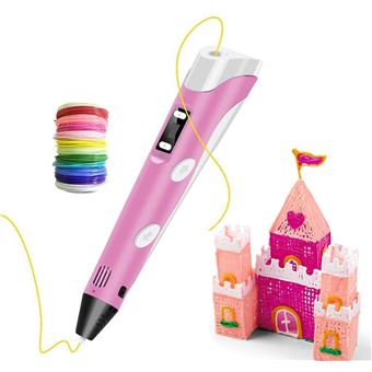 Caneta 3D Inteligente com Display LED com Carregamento USB, PLA e ABS e Filamento PLA Compatíveis | 5m x 10 Cores Rosa - 1