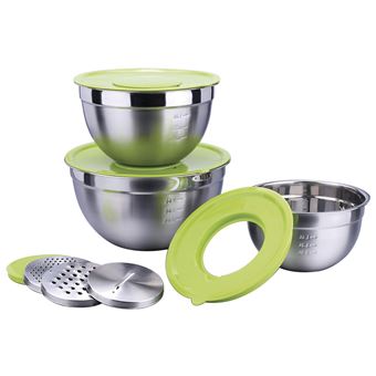 Conjunto 3 Taças Multifuncionais Xsquo | Aço Inoxidável | Tampas de Silicone e Processador - 1