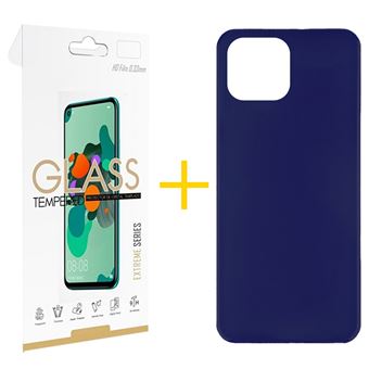 Pack 1 x Película de Vidro Temperado 2.5D + Capa skyhe  Apple iPhone 15 Pro Max Silicone Líquido - Azul Escuro - 1