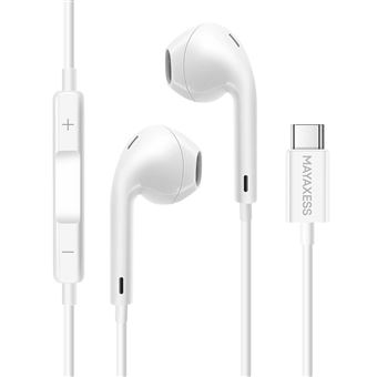 Auriculares com Fio USB-C Mayaxess | Compatível com iPhone 17 Air com Microfone Embutido | Branco - 1