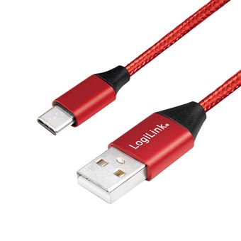 LogiLink CU0148 cabo USB 1 m 2.0 USB A USB C Preto, Vermelho