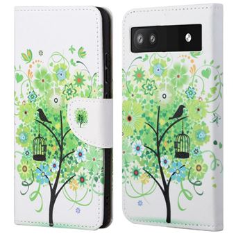 Capa PU fecho magnético, textura cruzada, árvore verde Magunivers para Google Pixel 6a - 1