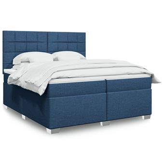 Cama com molas/colchão vidaXL | 200x200 cm | tecido azul - 1