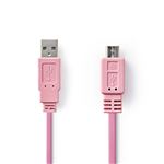 Cabo USB nedis ccgp60410pk10 1 m 2.0 usb a micro-usb b rosa