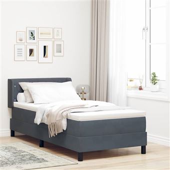 Cama Box com Colchão vidaXL | Cinza Escuro | 200 x 100 cm | Poliéster - 1