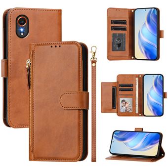 Capa FOXDOCK para Samsung Galaxy X Cover 7 5G | Pele PU com Fecho | Porta-Cartões | Alça de Mão | Castanho - 1
