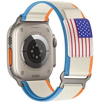 Bracelete tecido Trail adventurer Antiimpacto para Apple Watch Series 10 46mm | Bege e Laranja - 1