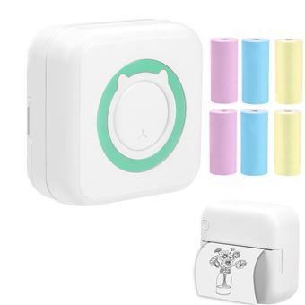 Impressora Bluetooth Térmica de Bolso LKC C15 + 6 Papéis Coloridos - Verde - 1