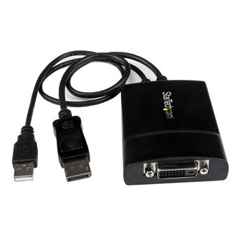 Adaptador de Cabo de Vídeo StarTech.com Conversor adaptador de vídeo ativo DisplayPort para DVI Dual Link - DP para DVI-D - 2560x1600 | Preto - 1