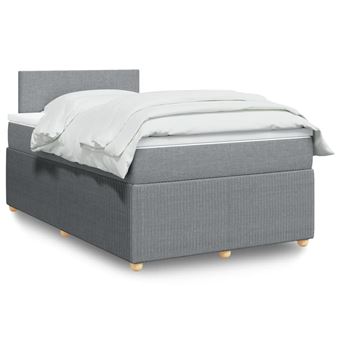 Cama boxspring com colchão vidaXL | 120x190 cm | tecido cinzento-claro - 1