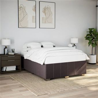 Estrutura de cama sem colchão vidaXL | 140x200 cm | tecido castanho-escuro - 1