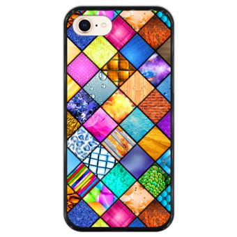 Capa Hapdey para iPhone 7 - 8 Design Mosaico Gráfico em Silicone Flexível e TPU Preto