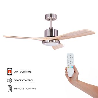 Ventoinha de Teto Kekai Tramontana DC | 132x40cm | 55W | Prata com Lâminas de Madeira| Luz Ajustável | Timer e Smart App - 1